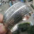 thumbnail image 5 of Opvise Vintage Tibetan Silver Elephant Carved Open Bangle Cuff Wide Bracelet Jewelry, 5 of 6