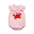 thumbnail image 3 of Baby Girl Romper Featherlight Collared Short Sleeve Ruffled Graphic Print Bodysuit Outdoor Wear Girls Jumpsuit 6 Months-12 Months, 3 of 9