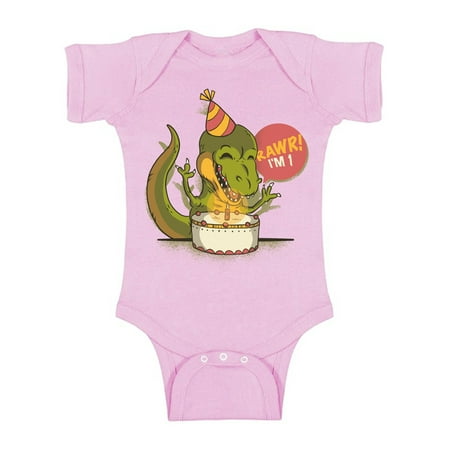 

Awkward Styles 1st Birthday Baby Bodysuit I m One Dinosaur Romper