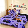 thumbnail image 4 of Erosebridal Monster Truck King Size Comforter Sets, Off-Road Comforters King Size, Purple Blue, Black Reversible 3-Piece 1 Comforter and 2 Pillowcases, 4 of 6