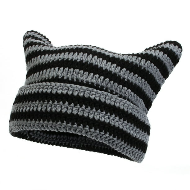 Gorro divertido con orejas Gorro de punto con orejas de gato Gorro de punto con orejas de gato Cuernos de diablo para niña