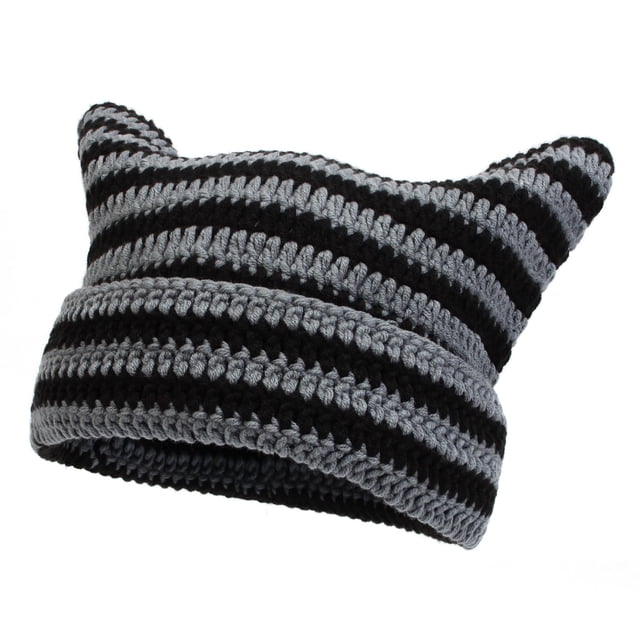Gorro divertido con orejas Gorro de punto con orejas de gato Gorro de punto con orejas de gato Cuernos de diablo para niña