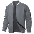thumbnail image 1 of pstuiky manga larga para hombre, Chaqueta de manga larga con cuello alto y cremallera de color liso para hombre top de hombre l, 1 of 4
