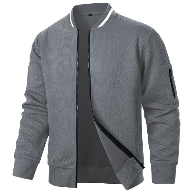pstuiky manga larga para hombre, Chaqueta de manga larga con cuello alto y cremallera de color liso para hombre top de hombre l
