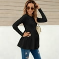 thumbnail image 3 of Womens Maternity Tops Long Sleeve Pregnancy Tunic Loose Blouses Crew Neck Ribbed Ruched Babydoll Maternity Shirts Black XL, 3 of 8