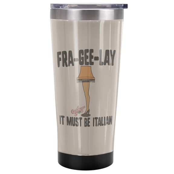 A Christmas Story Official Fra-Gee-Lay' Fragile Leg Lamp 20 oz Travel Tumbler, Stainless Steel, Vacuum Insulated with Leak Resistant Slide-Lock Lid