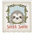 thumbnail image 3 of Ambesonne Sloth Shower Curtain, Animal Floral Frame, 69"Wx84"L, Olive Green Blue Pink, 3 of 3