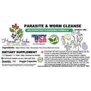 Worm & Parasite Blend - Natural Cleanse Formula - Black Walnut Hulls - Wormwood - Pau D'Arco Bark - Clove - Honest Herbs - 50 Veggie Caps