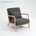 thumbnail image 3 of Aukfa Modern Accent Chair w/ Lumbar Pillow for Living Room, Mid Century, Wood Frame, Velvet, Gray, 3 of 12