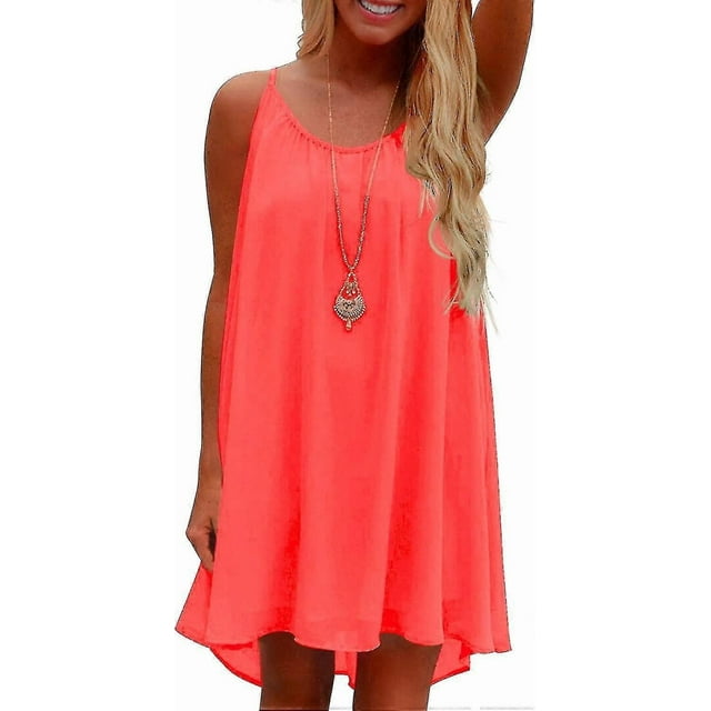 Womens Sexy Spaghetti Strap Bathing Suit Cover Ups Summer Criss Cross Tank Sundress Sleeveless