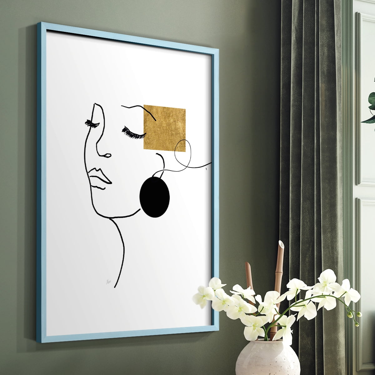 Shapes and Lines II in Blue Solid Wood 11 x 14 Framed Print