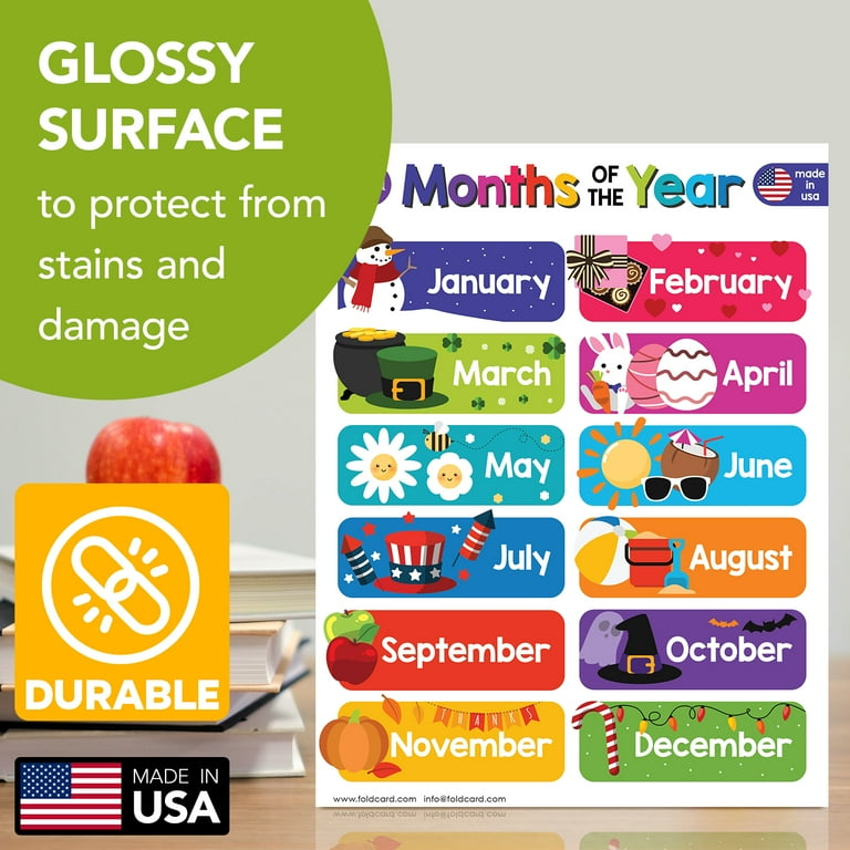 12-months-of-the-year-chart-for-preschool-to-grade-1-kids-colorful-educational-visual-learning-aid-poster-decoration-for-classroom-or-home-glossy-durable-cardstock-8-5-x-11-5-per-pack-walmart-com