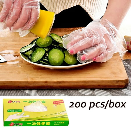 

200/pcs Clear Disposable Gloves Transparent Plastic Gloves Latex Free Food Prep Safe Gloves for Cooking Cleaning BBQ Kitchen Things