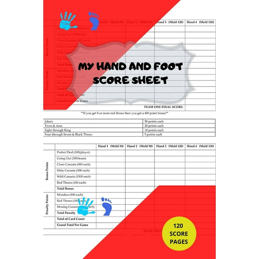 My Hand And Foot Score Sheets Keeper My Scoring Pad for Hand And Foot