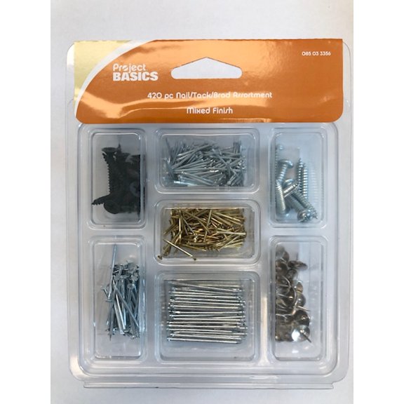 Project Basics 085-03-3356 420 Piece Nail/Tack/Brad Assortment Pack