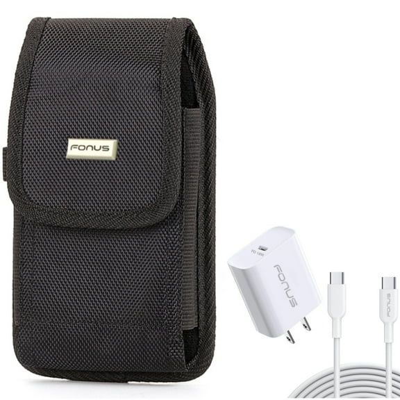 Rugged Case Belt Clip w Fast Type-C 18W PD Home Charger for Samsung Galaxy A73 5G,A53 5G,A33 5G,A13 5G,A03s Phones - Holster Canvas Cover Pouch, 10ft Long Cable Quick Power Adapter