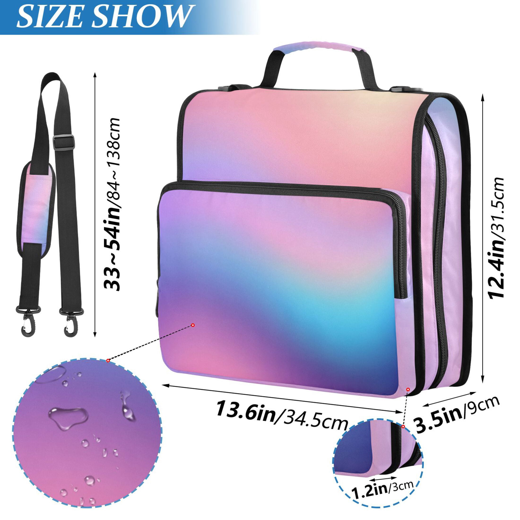 ALAZA Zipper Binder Blue Gradient Pink 3 Ring Trapper Keeper File Folder Organizer Bag