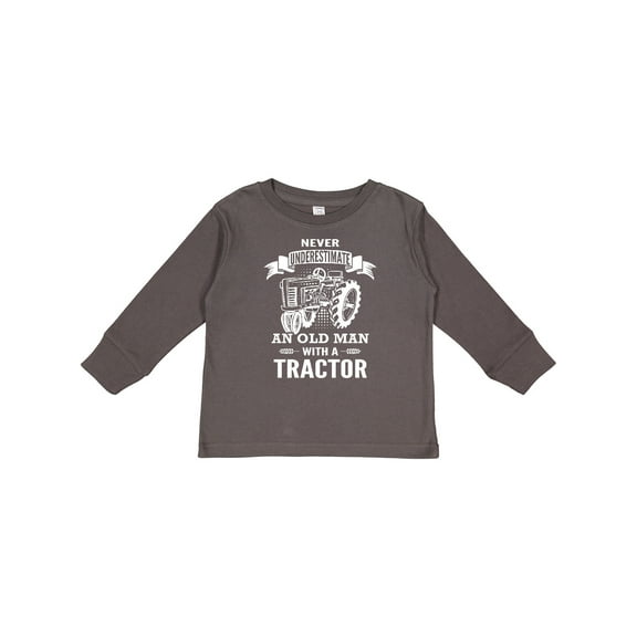 Inktastic Old Man Tractor Boys Long Sleeve Toddler T-Shirt