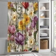 thumbnail image 6 of Spring Floral Shower Curtain Set, Waterproof Shower Curtains for Bathroom, Farmhouse Flowers Watercolor Botanical Elegant Washable Fabric Bath Curtain for Bathtub Decoration with Hooks 72x78 Inches, 6 of 9