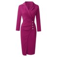 thumbnail image 3 of Gibobby Vestido casual de punto para mujer Vestido de manga globo con cinturón y cuello cruzado en el pecho de color liso para mujer(Morado,G), 3 of 5