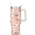 thumbnail image 2 of Hen Pink 40 Oz Tumbler with Handle Lid and Straw, Stainless Steel Double Walled Vacuum Insulated Cup, Cute Anniversary Wedding Birthday Gifts Tumbler for Women Men Friends Outdoor Indoor, 2 of 7