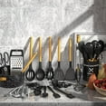 thumbnail image 4 of Kitchen Utensil Set, AOKIWO 34Pieces Silicone Cooking Utensil Set with Wooden Handle, Heat Resistant Spatula Set Gadgets Tools Cookware, Black, 4 of 7