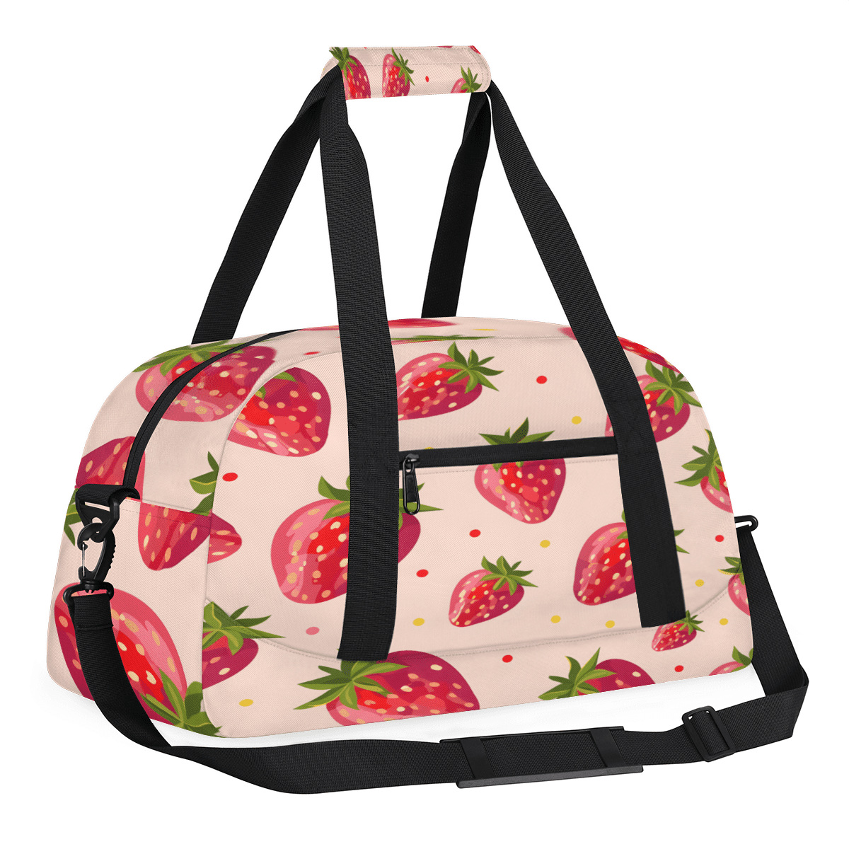 Herdesigns Strawberry Sports Duffle Bag for Women & Men, Strawberries Gym Bag Dance Bag Overnight Bag Carry On Weekender Travel Bag