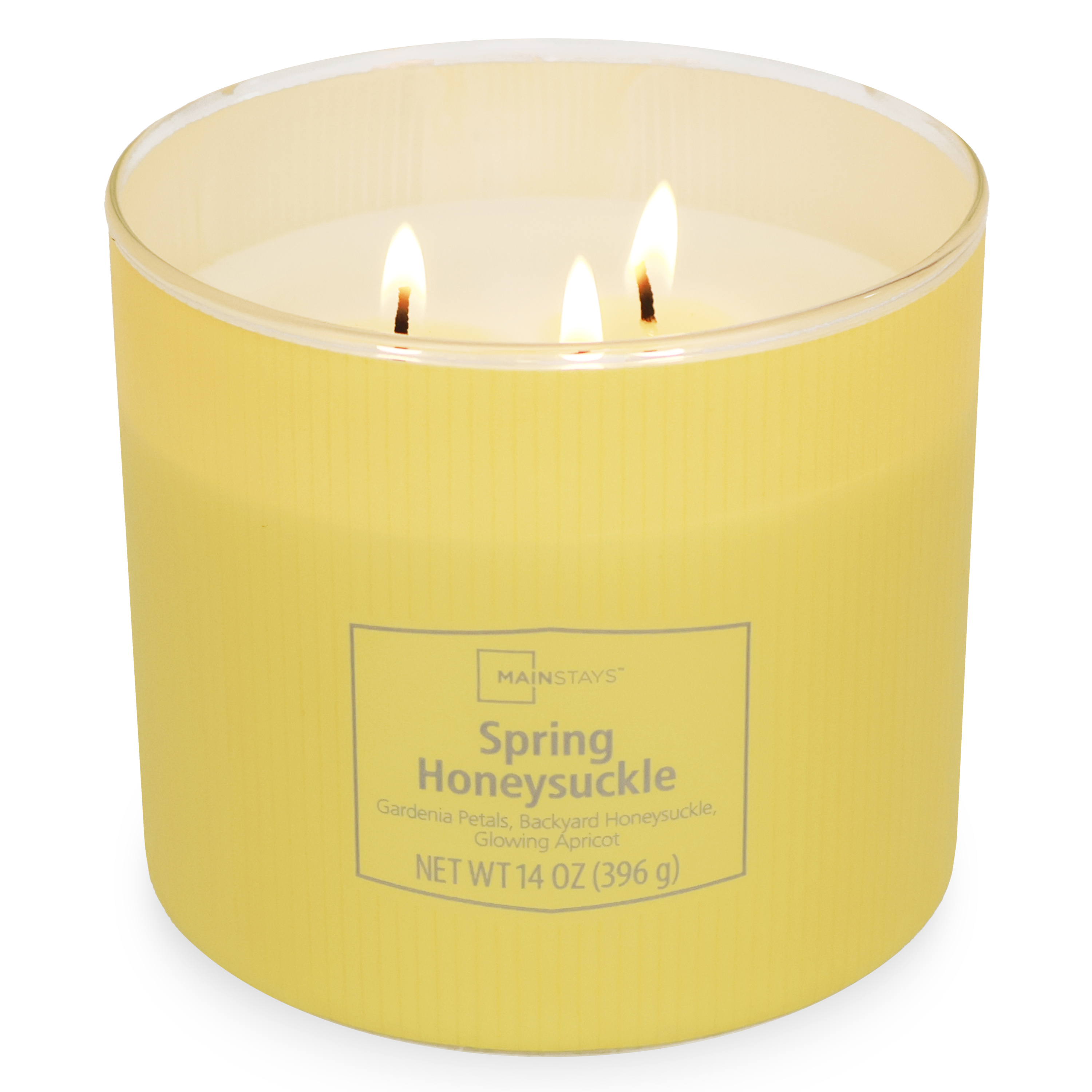 Mainstays 3-Wick Textured Wrapped Candle, Spring Honeysuckle Fragrance, 14 oz