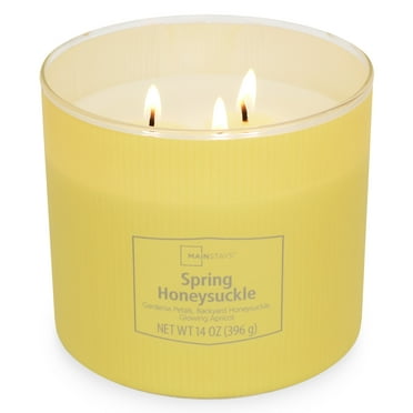 Mainstays 3-Wick Textured Wrapped Candle, Spring Honeysuckle Fragrance, 14 oz