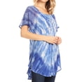 thumbnail image 4 of Sakkas Donna Women's Casual Lace Short Sleeve Tie Dye Corset Loose Top Blouse - SkyBlue - Plus Size, 4 of 5