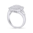 thumbnail image 3 of AFFY 1 Carat Round Cut Natural White Diamond Rectangular Double Frame Wedding Band Ring In 14K White Gold Over Sterling Silver (1 Cttw, I2-I3 Clarity), Ring Size-9.5, 3 of 4
