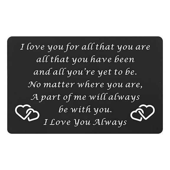 YOHAVEN Engraved Metal Greeting Card Wallet Clip, Personalized Alloy Love Keepsake for Valentine's Day Anniversary Wedding Gift for Him Her