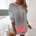 thumbnail image 2 of Fesfesfes 2022 New Women Loose Hooded Sweater With Contrast Fashion T-shirt Top Blouse Hoodie Under $10, 2 of 4