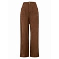 thumbnail image 3 of Women'S Corduroy Wide Leg Pants with Patch Pockets Casual Slim Fit Elastic Waist Trousers Brown XXL, 3 of 8