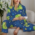 thumbnail image 6 of Pajama Sets for Women 2 Pcs, Cartoon Funny Chameleon Lizard Button Down Long Sleeve Sleepwear Lounge PJ Sets, 6 of 6