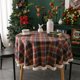 thumbnail image 5 of Mantel redondo de 59 pulgadas, mantel a cuadros retro rojo y verde, poliéster resistente a las manchas, fundas de mesa para cocina, comedor, mantel pequeño para fiestas, picnic, 5 of 5