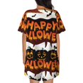 thumbnail image 4 of Womens Pajama Sets With Pocket, Halloween Happy Black Pumpkin Lounge Sets Short Sleeve Sleepwear PJ Sets for Women, 4 of 6