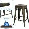 thumbnail image 3 of Dkelincs 24 inch Metal Bar Stools Set of 4 Stackable Backless Counter Height Kitchen Dining Bar Chair Wood Seat, Bronze, 3 of 7