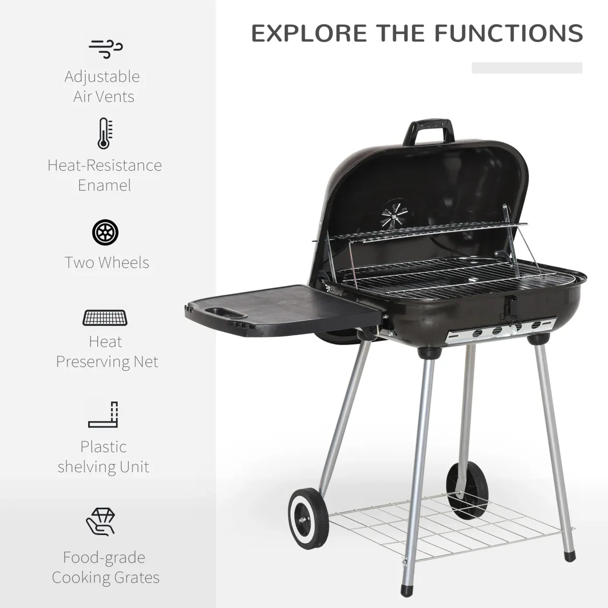 22" Charcoal Outdoor Barbecue Grill  Heavy-Duty Cooking Grill for Backyard BBQ & Outdoor Events