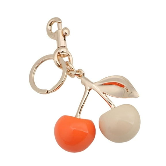 WE-POLUJ Stylish Orange Cherry Keyring Ornament Eye Catching Cherry Keychain Pendant for Backpacks and Purses Unique Keyrings