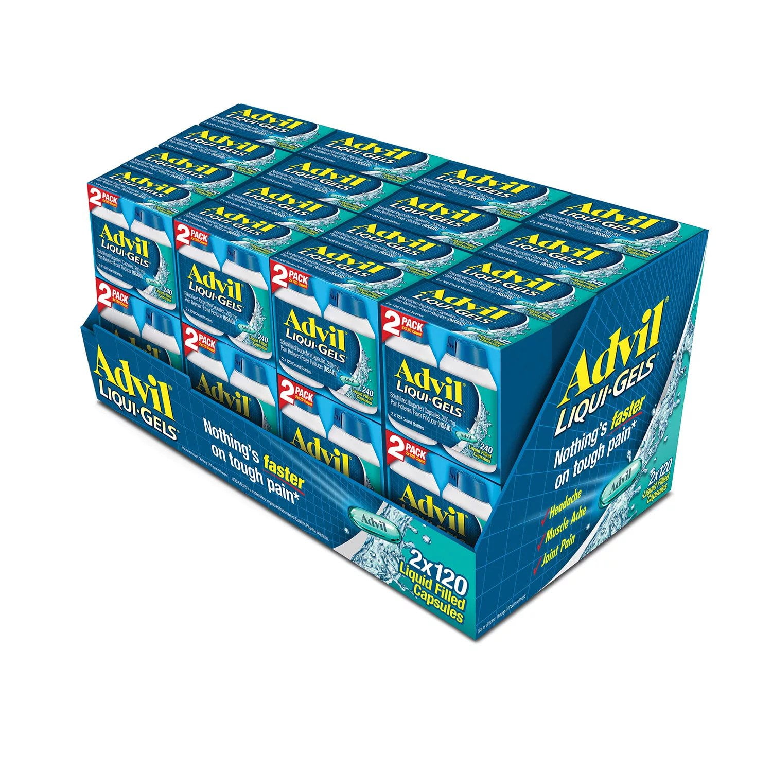 Advil Liqui-Gels Ibuprofen 200 mg. Pain Reliever/Fever Reducer, 240 Capsules