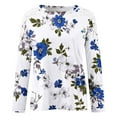 thumbnail image 4 of Sweatshirts for Women Plus Size Casual Lace Round Neck Long Sleeved Print T-shirt Blue L, 4 of 4
