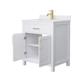 thumbnail image 3 of Wyndham Collection Beckett 30" Wood Single Bathroom Vanity in White/Brushed Gold, 3 of 6