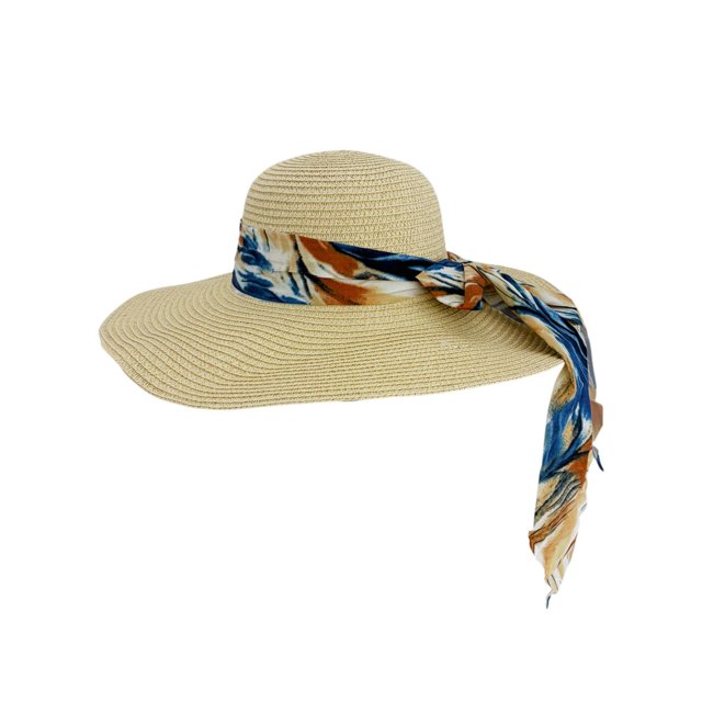 Sombrero de Playa Con Liston Para Mujeres Ala Ancha 42 cm beige