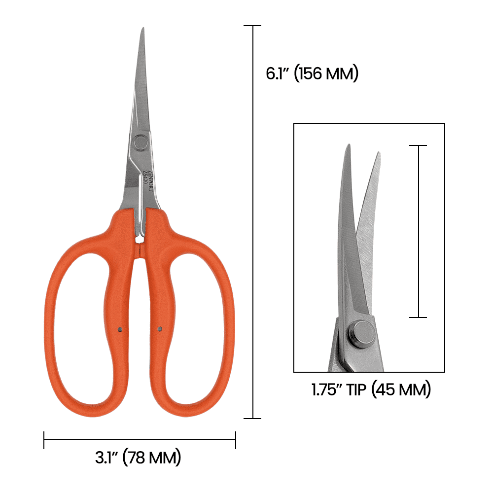 Zenport ZS420 Curved MasaMasa Trim Scissors, 1.4 Inch Stainless Steel Blades, Red