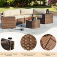 thumbnail image 6 of AVAWING 7PCS Half Moon Patio Rattan Couch Set, Outdoor Wicker Sectional Sofa w/ Glass Table, Beige, 6 of 9