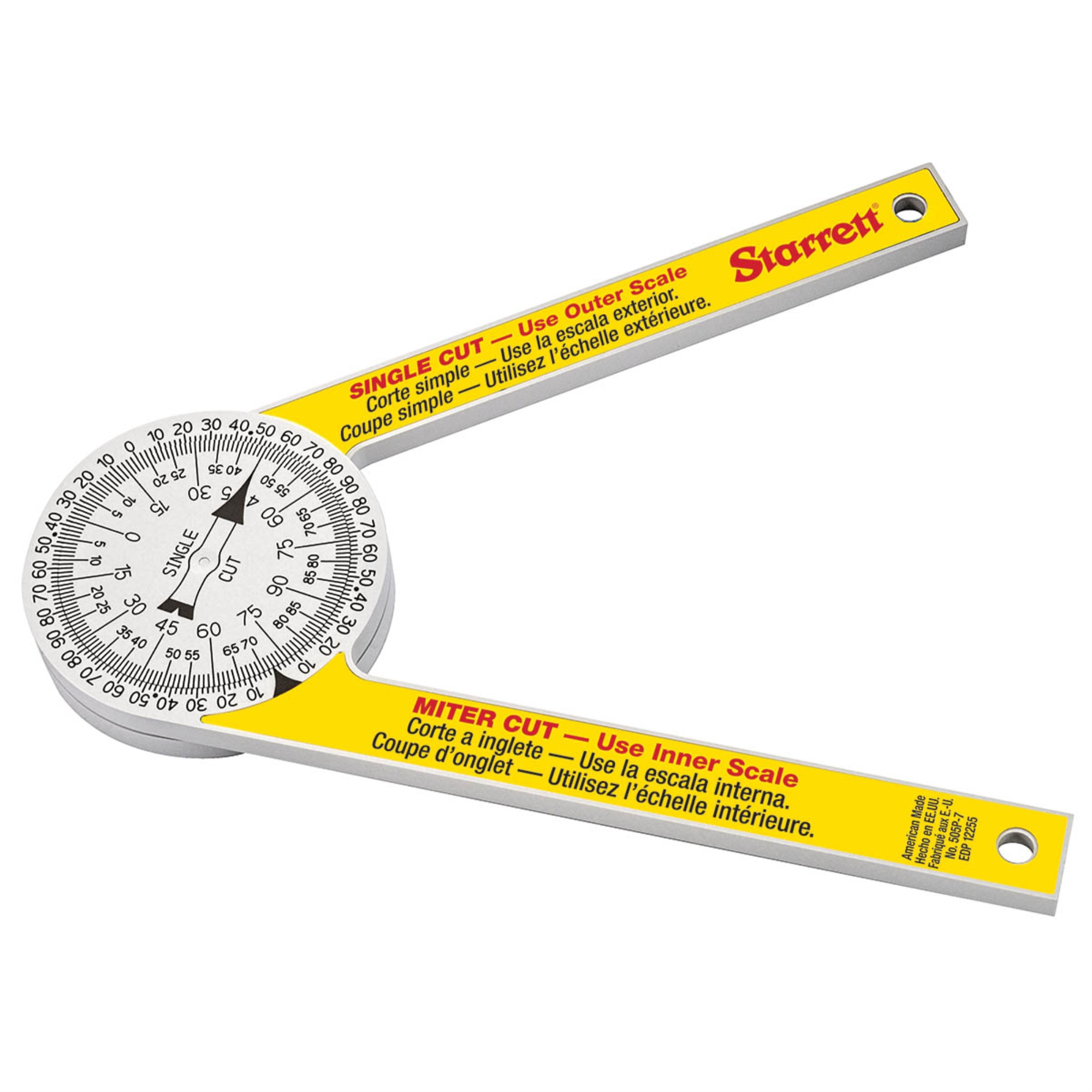 7/" Starrett 505P-7 Plastic Miter Protractor