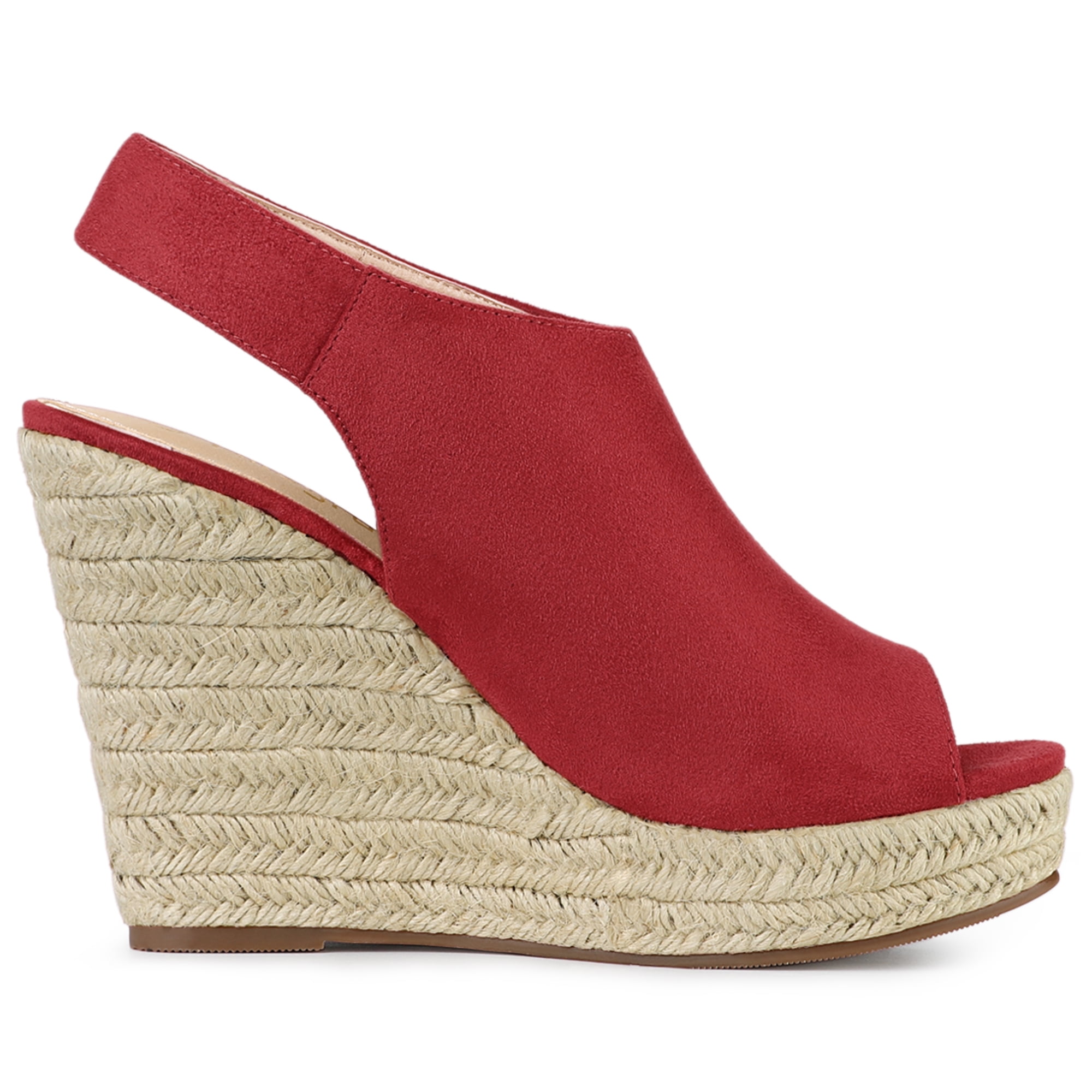 DARING DIVA Slingback Platform Wedges Heel Espadrille Wedge Sandals Red 7