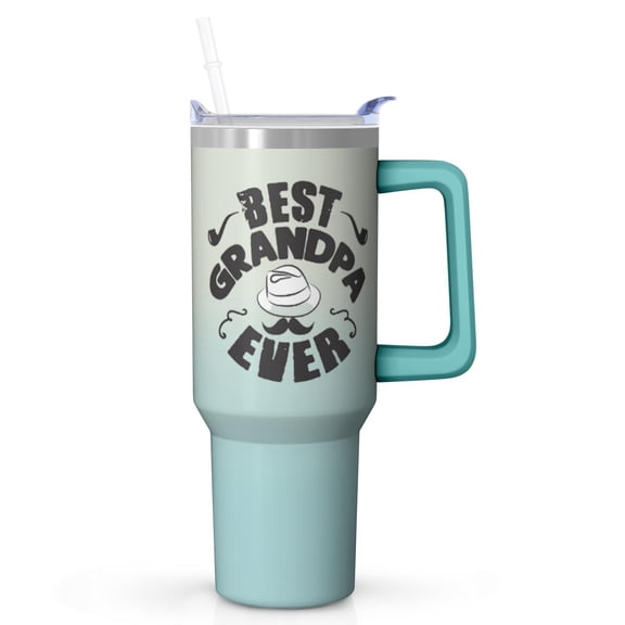 Classic Design Grandpa Tumbler 40oz, Insulated Stainless Steel Cup with Handle, Heartfelt Gift for Grandpa from Family, Fathers Day Birthday Christmas Grandpa Gift Idea