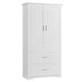 thumbnail image 6 of Gzxs 63.2" H Tall Storage Cabinet with 2 Doors &Adjustable Shelf & 2 Large Drawers, White Storage Cabinet Freestanding Cupboard for Dining Room, Living Room, Home Office, 6 of 8